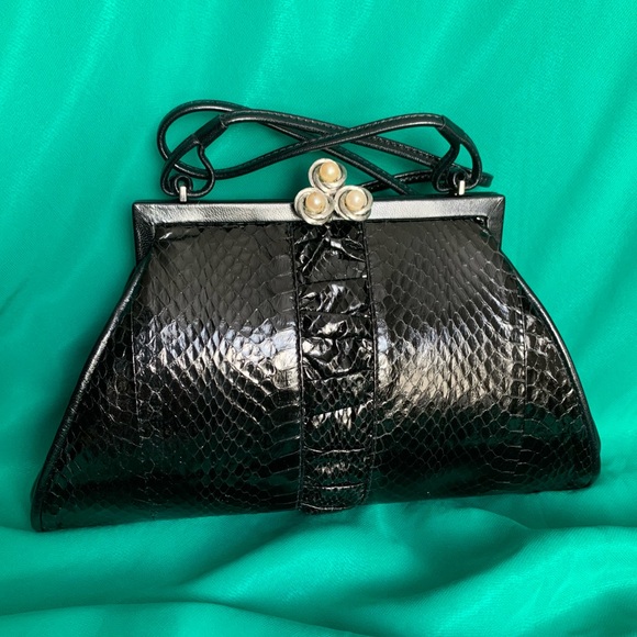 Gorgeous Italian Handmade Leather & Snakeskin Purse - NOS - Picture 1 of 12